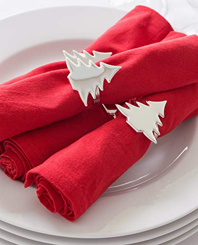 EDZARD Servetring Dennenboom, verzilverd, aanslagbestendig, 4 per Set - Image 5