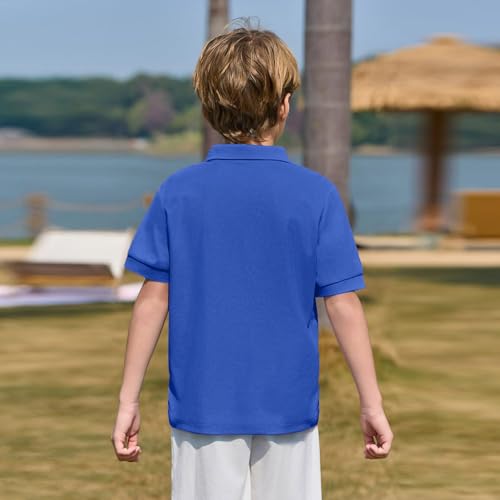 Boys Golf Shirts Short Sleeve School Uniform Athletic Quick Dry Shirts Button Henley Neck Summer Clothes 3-14 Years3