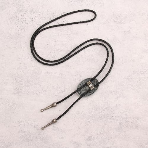 Image of GelConnie Bolo Ties for Men Women Western Cowboy Tie Mens Western Necklace Leather Necktie Gold Bolero Tie Cowboy Necklace