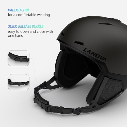 LANOVAGEAR Ski Helmet-Snowboard Helmet for Men,Women,Youth,Snow Helmet with Adjustable Vent,Winter Sports Helmet for Snowboarding,Skiing,Snowmobile Windproof (grey, L) - Image 2