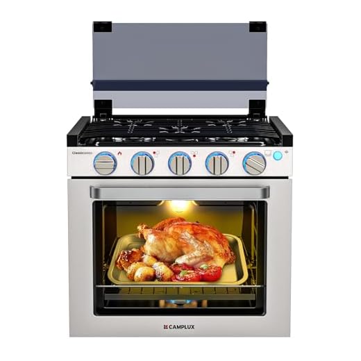 CAMPLUX Classic RV Stove Propane Range 21 Inches, Propane Oven with 3 Burners Cooktop for RV, RV Propane Oven Stove Combo 28,100 BTU/Hr, Stainless Steel RGS21MSF