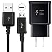 Adaptive Fast Charging Wall Charger with 5-Feet Micro USB Cable Kit Compatible with Samsung Galaxy S7/S7 Edge/S5/S6/S6 Edge/S4/S3/Note 5 [Black]