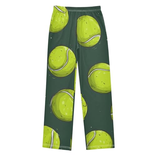 Tennis Balls Boys Long Pants Soft Trousers Elastic Waist Kids Lounge Bottoms with Pockets S-XL