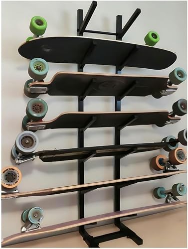 Stojak ekspozycyjny na sprzęt sportowy, niezależny stojak na deskorolki, snowboard, maty, metalowy stojak do prezentacji (czarny, 35 x 25 x 101 cm)