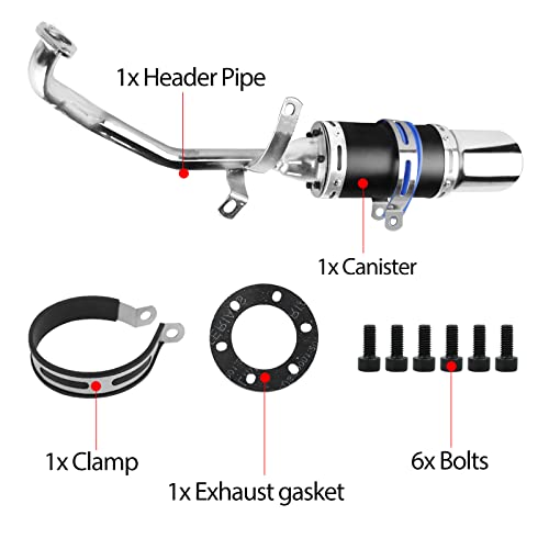 FLYPIG High Performance GY6 150cc Muffler Exhaust Pipe kit Replace for System Shorty GY6 125cc 150cc 152QMI 157QMJ ATV 4 Stroke Chinese Scooter Moped ATV Go Kart (Black) - Thumbnail 5