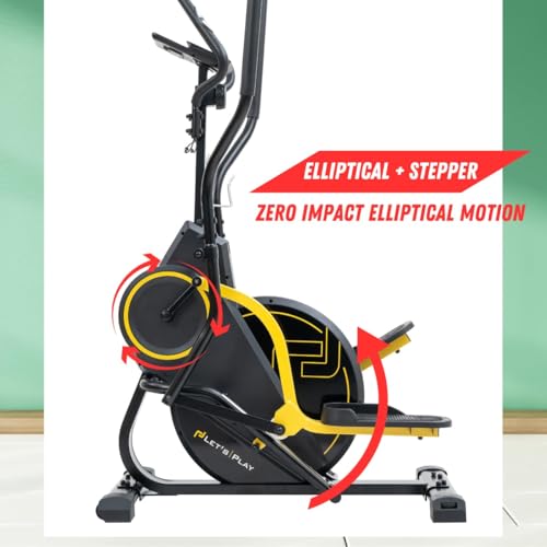 Image of LET'S PLAY 3 in 1 Elliptical Trainer, Vertical Climber and Cross Stepper for Home Gym Use - Full Body Cardio Workout Fitness Training Machine with 12 Kg Flywheel, 120Kg Weight Support