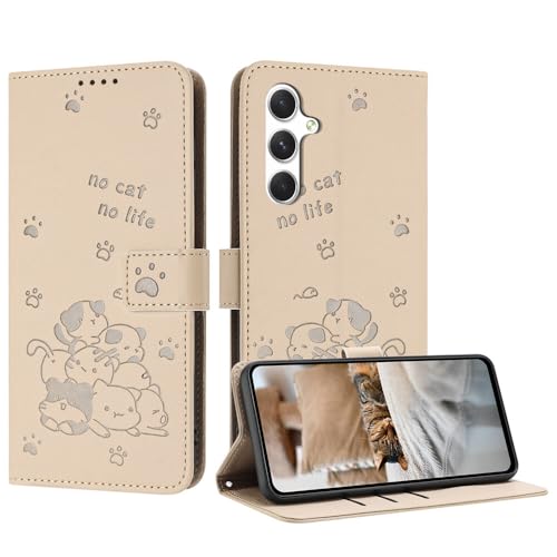 Étui Samsung Galaxy S8 antichoc beige clapet en cuir motif mignon anti-rayure écran