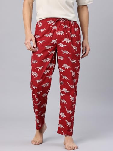 Image of Majestic Man Men's Printed Pure Cotton Lounge Pyjama | Comfort Fit | Elastic Waist with Drawstring | 3 Pockets | Button Closure