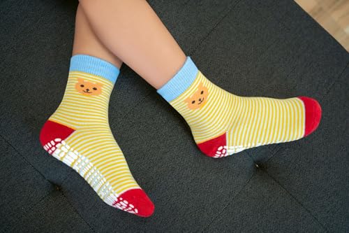 RATIVE Non Skid Anti Slip Cotton Crew Baby Babies Toddler Toddlers Socks for Boy Boys 2T 3T 2T-3T 12-24 12-18 Months With Grip Grippers (1-3T,12-pairs/RB-71317)