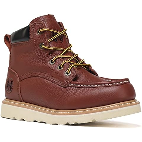 HANDMEN Work Boots for Men, 6" EH Lightweight Soft Toe Mens Work Boots, Non-Slip Anti-Fatigue Working Shoes with Durable Rubber EVA Outsole (VB303, 10.5) Cover