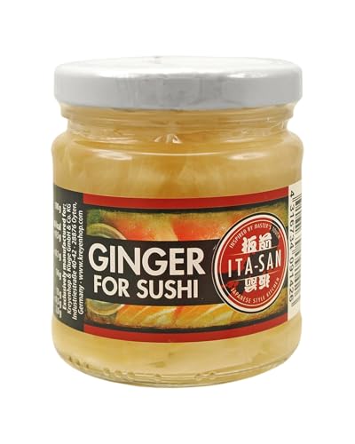 ITA-SAN weißer Ingwer für Sushi, im Glas, vegan, halal, glutenfrei (6 x 190 g)