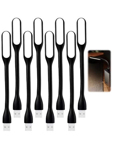 Funver 8 PCS USB Led Lampe Mini USB-LED-Licht-Lampe Flexible USB Laptop Licht für Notebook Computer Tastatur Schwarz