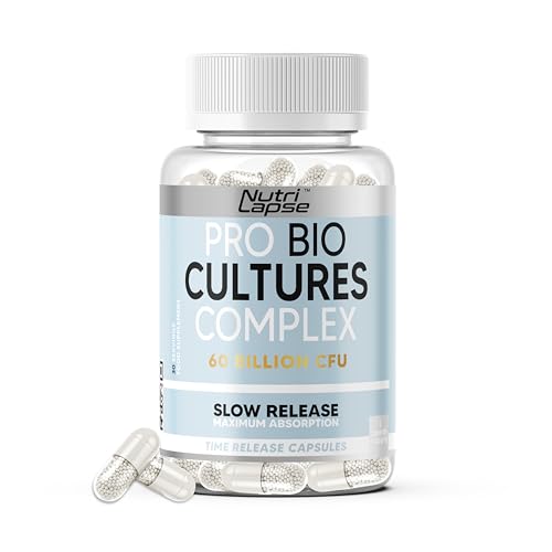 Bio Culture Probiotics Complex, 60 Billion CFU, Advanced Granular Biotechnology Capsules Slow-Release Maximum absorbtion for Gut Health.