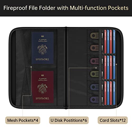 Engpow Expanding File Folder With Multi-Function Pockets,Fireproof File Organizer Accordion Document Organizer With Letter A4 Size Storage For Important Document,Money,Card,Usb,Passport,3-Pocket,Black #TOP4