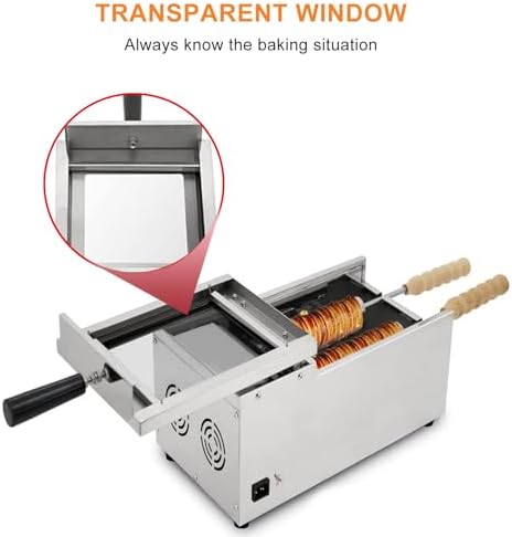 Commercial Electric Chimney Cake Oven & Cake Pop Roller Machine, 220V, Includes 2 Stainless Steel Bars, Perfect for Baking Delicious Chimney Cakes and Cake Pops