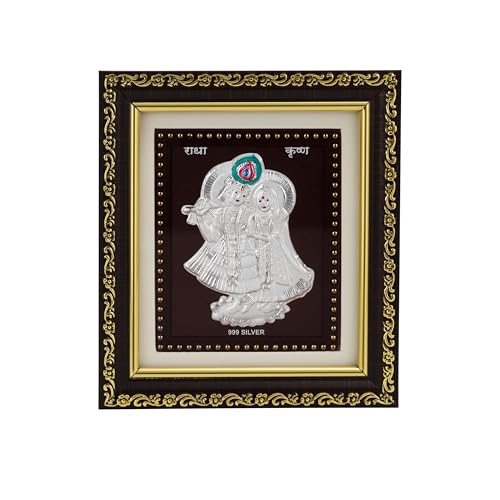 Image of 999Pure Silver Radhakrishna Photo Frame for Home & Office | Premium Silver | PoojaRoom & Wall Decor | Wedding & Festival Gifts | Certificate Included | Tabletop Size 5.5x5 inch
