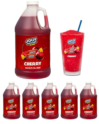 Image of JOLLY RANCHER Cherry Frozen Beverage Mix - Fruit Flavor Slushie Mix for Machine, 1 /2 Gallon Bottle - Frozen Drink Concentrate, 5:1 Ratio for Slushie & Frozen Drink Machines (Pack of 6)