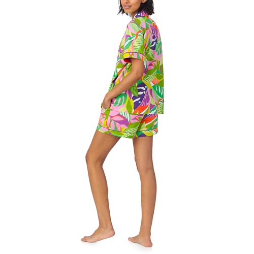 Trina Turk Womens Short Sleeve Notch Collar & Shorts Sleepwear Pajama Set, Organic Cotton2