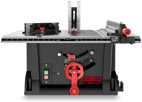 MarvTool 15Amp Portable Table Saw 10 inch, 4600RPM Compact Tablesaw with 36T Blade, 90°Cross Cut & 0-45°Cutting, Multifunctional Benchtop Saw for DIY Furniture Making Woodworking