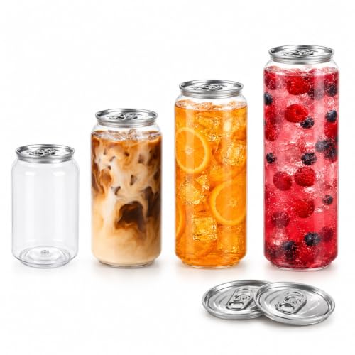 MASTLOUFUL Canettes Pet jetables de 250 ML, épaisses, rigides et résistantes aux Chocs, avec couvercles Aluminium, pour cafés, Bars à jus et Vente à emporter, Lot de 200 250ml