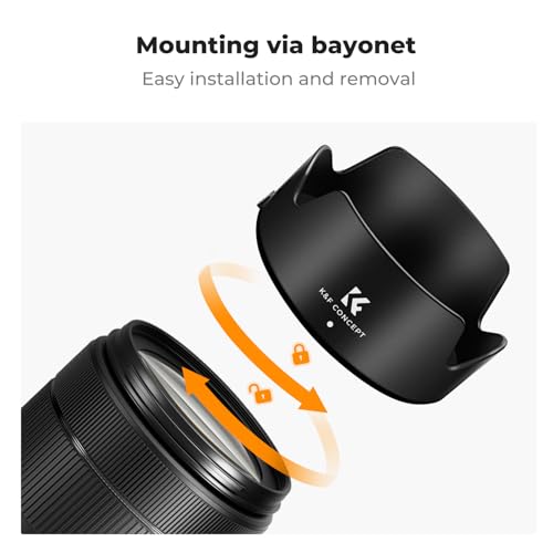 K&F CONCEPT Umkehrbare Gegenlichtblende für Canon RF 24-105mm F4-7.1 is STM,EF-S 18-135mm f/3.5-5.6 is USM Objektiv ersetzt Canon EW73D Gegenlichtblende