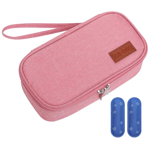 Tadoiooy Bolso de refrigerador de Leche Materna con 2 Paquetes de Hielo Oxford Oxford Coacher de Leche Materna con Cierre de Cremallera Impermeable de cordón 8.3x4.3x2.6in Bolso portátil