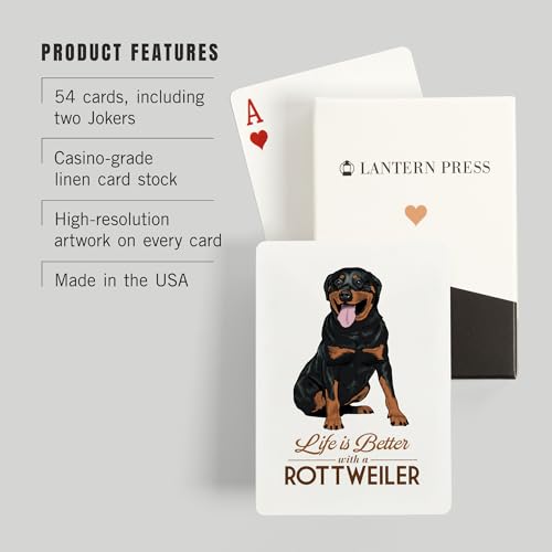 52 Naipes de Poker Rottweiler Life is Better Fondo Blanco miniatura 3