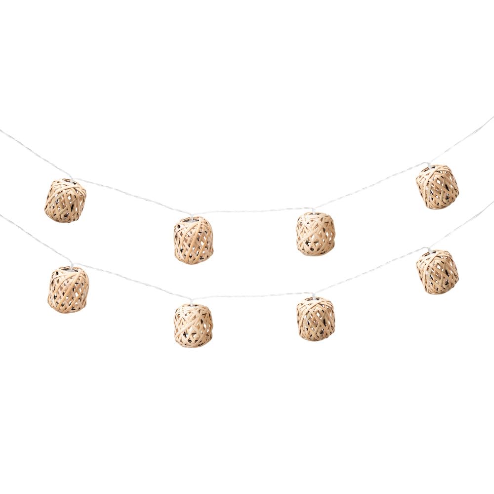 ValueLights | Rattan Wicker Ball 10 x Battery Operated Outdoor Garden String Lights