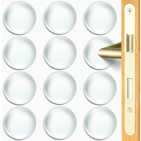 Door Stoppers Wall Protector,12Pcs Soft and Sturdy Self Adhesive,Shock Absorbent Gel for Home, Office, Comfortable and Quiet,Wall Protector from Door Knobs (Round 1.57inch, Clear) Cover