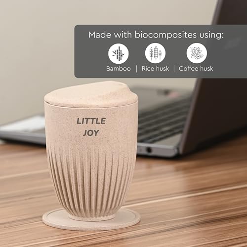 Image of Eha Earth Friendly Customised Coffee Mug, Coaster with Bag 350 ml, Set of 1 | Made with Rice Husk Biocomposite | Personalized Gifts for Friends and Family | Sand Castle