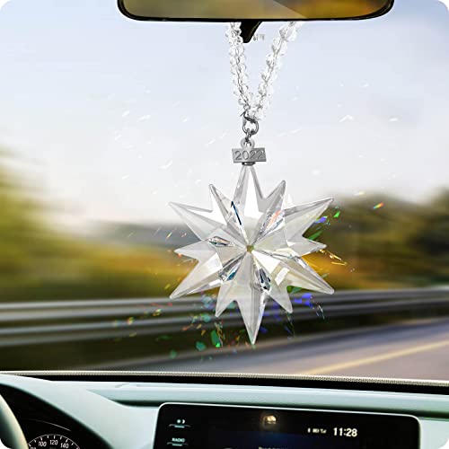 Fancyoung Crystal Snowflake Pendant Snow Ornaments 2022 Party Window Decor Christmas Decoration Wedding Hanging Ornament, Clear #TOP4