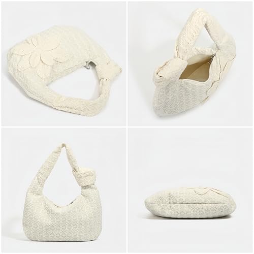 Cottagecore Shoulder Purse for Women Lace Floral Embroidered Handbags Fairycore Aesthetic Fabric Purses2