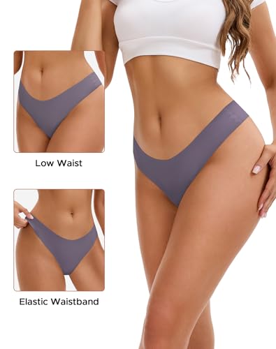 Image of INNERSY Seamless Thongs for Women No Show Underwear Sexy Breathable Comfortable Panties 6-Pack