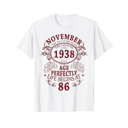 86 Años Cumpleaños Hombre Mujer Noviembre 1938 Vintage 1938 Camiseta
