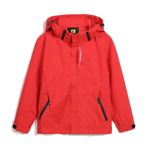 Hikevitang - Hikevitang Lightweight Raincoat for Kids - Waterproof Hooded Jacket & Windbreaker in Red - Best Deal on Amazon