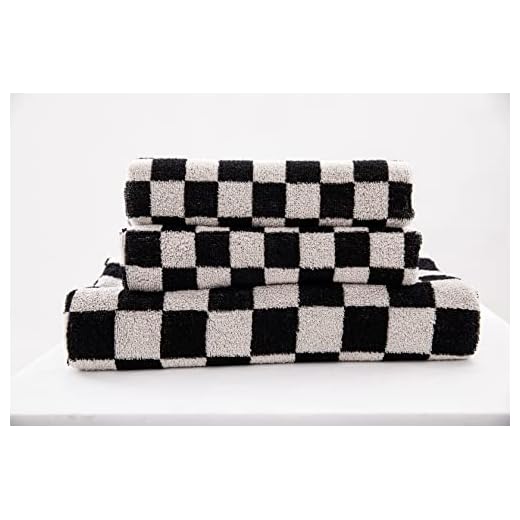BAQ Towel Set, Check Plaid Towels, 100% Cotton, 1 Bath Towel (27inch×54inch), 2 Hand Towels (13inch×30inch), Super Soft and Absorbent, Fade-Resistant, Cozy, Gifts with Love (White-and-Black)