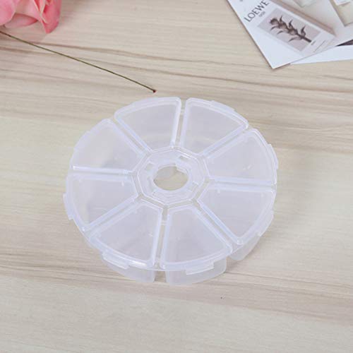 Image of 8 Girds Round Clear Plastic Storage Box, Jewelry and Crafts Organizer Container(2 Pack)