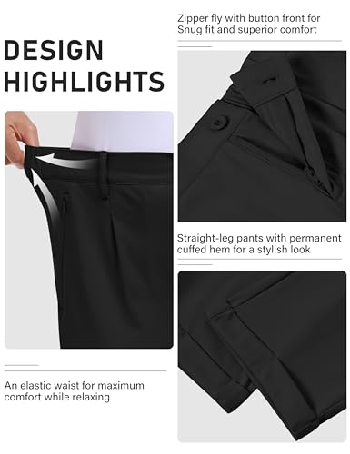 MoFiz Women's Golf Pants Stretch Work Ankle Pant Elastic Waist Business Dress Pant with Zipper Pockets for Casual Travel Wear4
