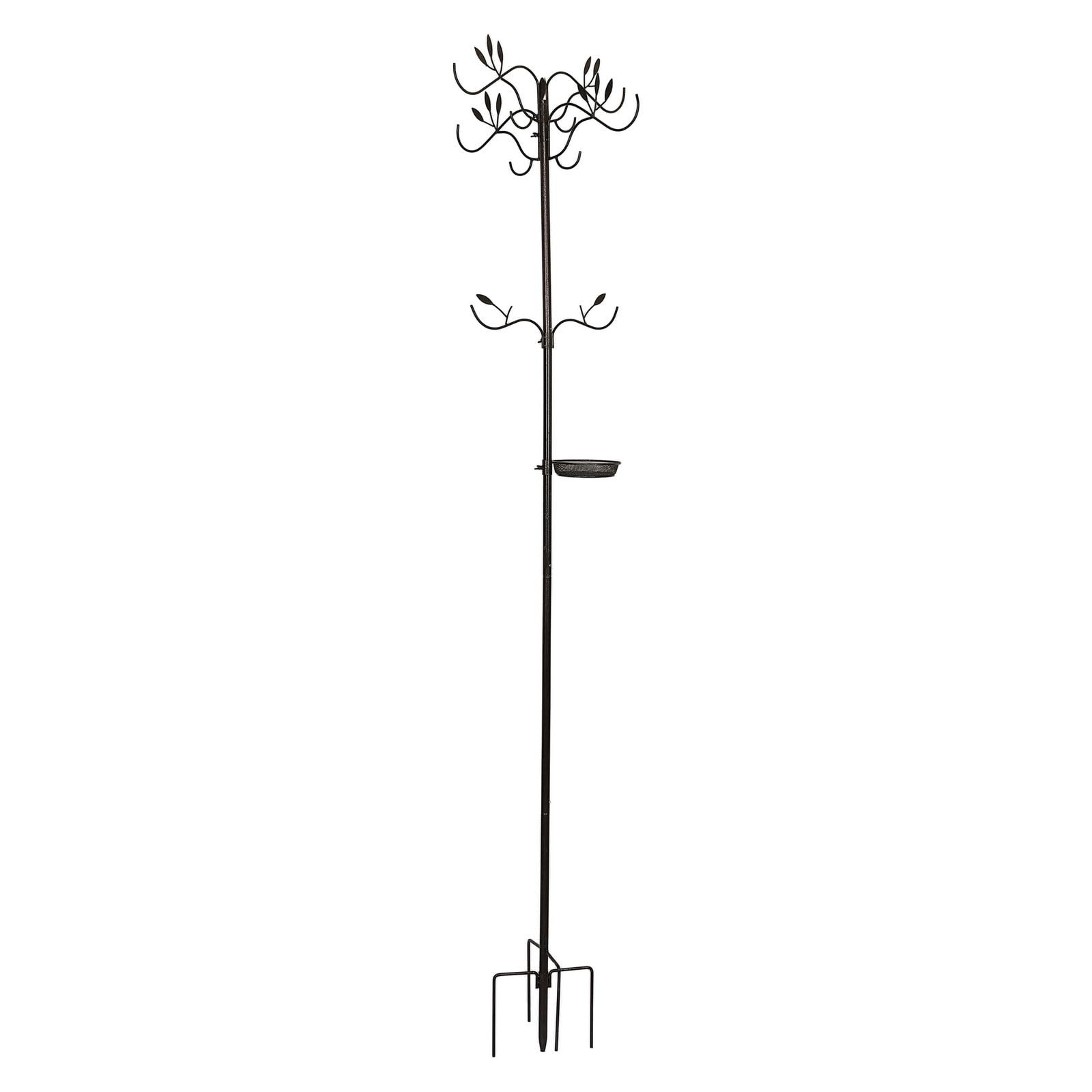 Unibos | Bird Feeding Station With Mesh Tray, Garden Bird Feeder Stand For Wild Birds, Heavy Duty Rust Proof Metal Bird Feeding Pole, Outdoor Hanging Bird Feeder, Black Mesh Feeding Tray (1 Station)
