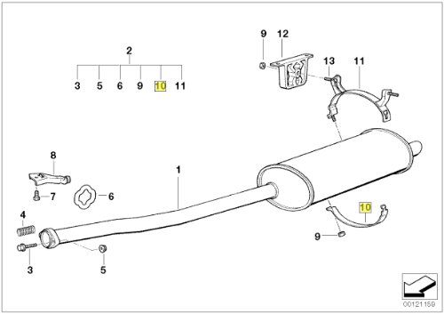 Soporte de silenciador trasero para escape de BMW E36 original 3