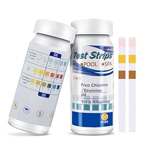 50 Stück Pool Teststreifen,Pool Tester Ph Und Chlor,3 In 1 Pool-Teststreifen FüR Spa,Wert Test Wassertester Pooltester FüR Spa,Streifen Messgerät Wasser Whirlpool Messen Ph-Wert