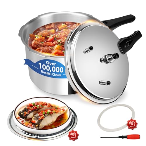 3.18Quart Mini Aluminum Pressure Cooker, Heavy Gauge Stovetop Small Pressure Pot with Safety Lock Valve, Compact Cookware for Baby Food, Single Serving Soup Stew, Compatible with Gas & Electric Stoves