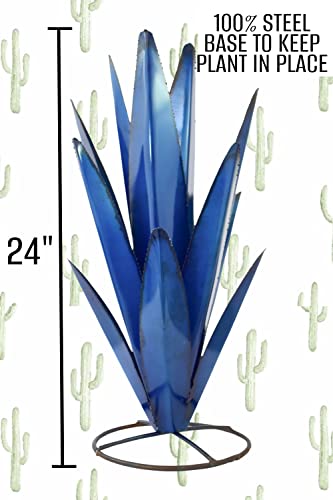 Decor Haven & Co. Fall Decorations Outdoor Garden Decor | Garden Sculptures & Statues | Fake Plants For Patio, Yard And Indoor For Mom | Handmade Blue Agave Home Decor | (24" Blue) #TOP2