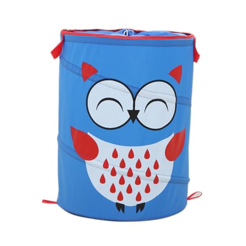 FONDOTIN Cesta de Lavandería Plegable Grande Diseño de Búho Organizador Multifuncional de Tela Oxford Azul Oscuro 35X45 CM para Ropa Juguetes y Almacenamiento Dormitorio
