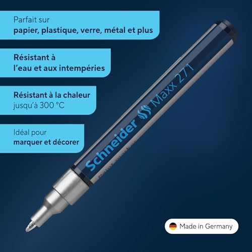 Marqueurs peinture argent Schneider Maxx 271 pointe ogive | Lot de 10