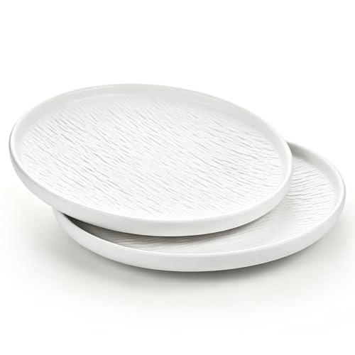 Image of Iceten Side Plates, 8-inch Stoneware Dishes, 2pcs Matte Finish Flat Plates, Serving Bowls for Side Dishes, Snacks, Fruit and Steak, Dinner Set for Serving Guests at Party