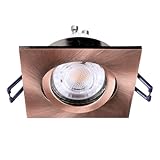 Adapté aux trous encastrés de 70 mm, ce spot mesure 85 mm x 85 mm de côté et a une hauteur totale de 65 mm (ampoule et douille GU10 incluses). La douille GU10 est fournie.