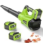 GREENER 21V Leaf Blower Cordless - 600CFM/160MPH Turbo Mode Electric Leaf Blower with 2 X 5.0Ah Battery and Fast Charger Included, Blowing Leaves and Dust, Patio Cleaning