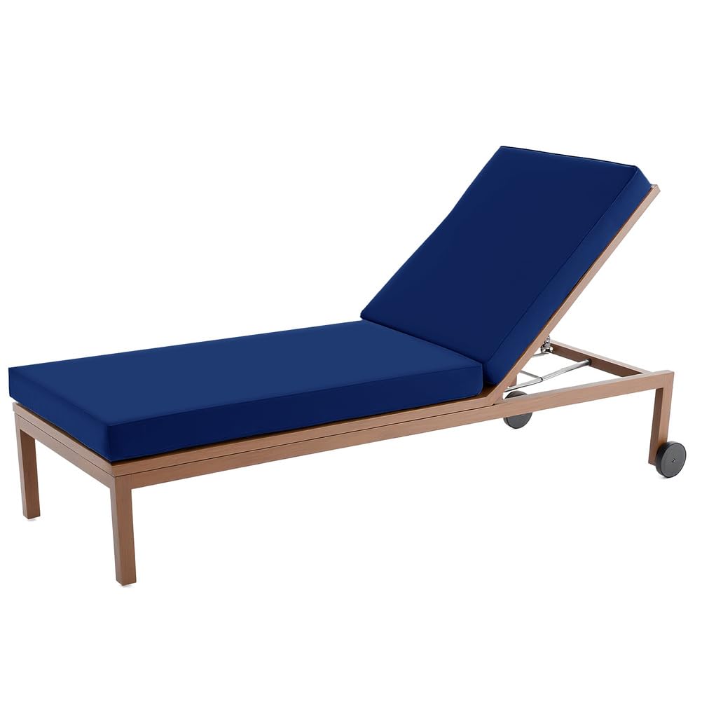 Aocase Sun Lounger Cushion Waterproof, Chaise Lounge Cushions Outdoor, Comfortable Sunbed Cushions, Recliner Pad Removable Cover Zipper Outdoor Garden Deck Bed,Dark Blue,203x66x8cm