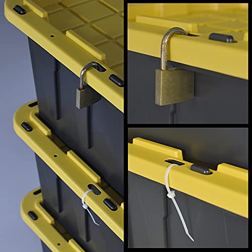 CX BLACK & YELLOW®, 17-Gallon Heavy Duty Tough Storage Container & Snap-Tight Lid, (12.5”H x 18”W x 26.9”D), Weather-Resistant Design and Stackable Organization Tote [2 Pack] - Thumbnail 5
